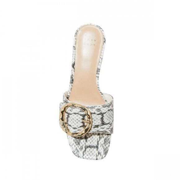 NWT A New Day Womens Diana Buckle Mule Heels 89998799 Gray Snake 6M - Picture 3 of 15